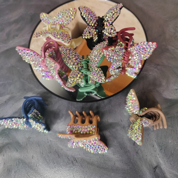 2 Iridescent Butterfly Hair Clips - Picture 14 of 16